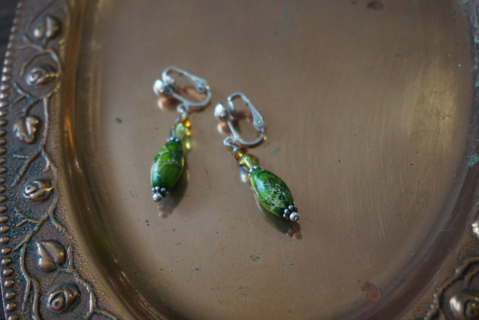 Green Beaded Earrings