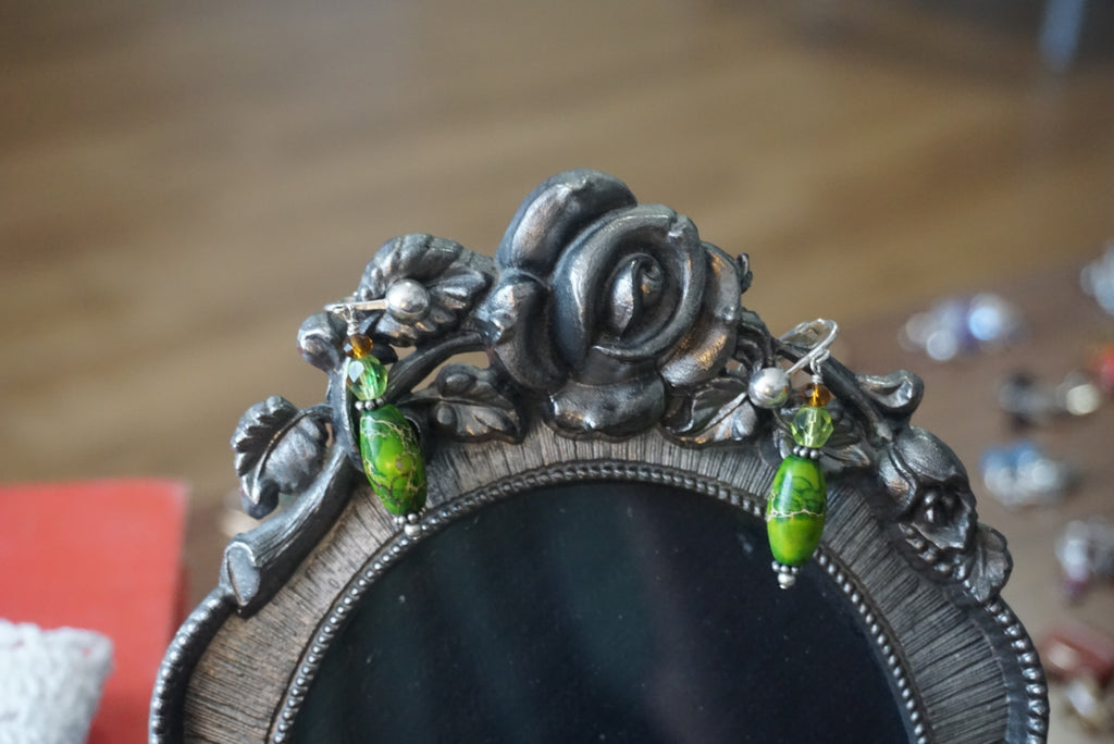 Green Beaded Earrings