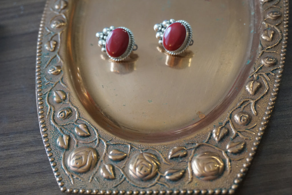Vintage Red Clip-On Earrings