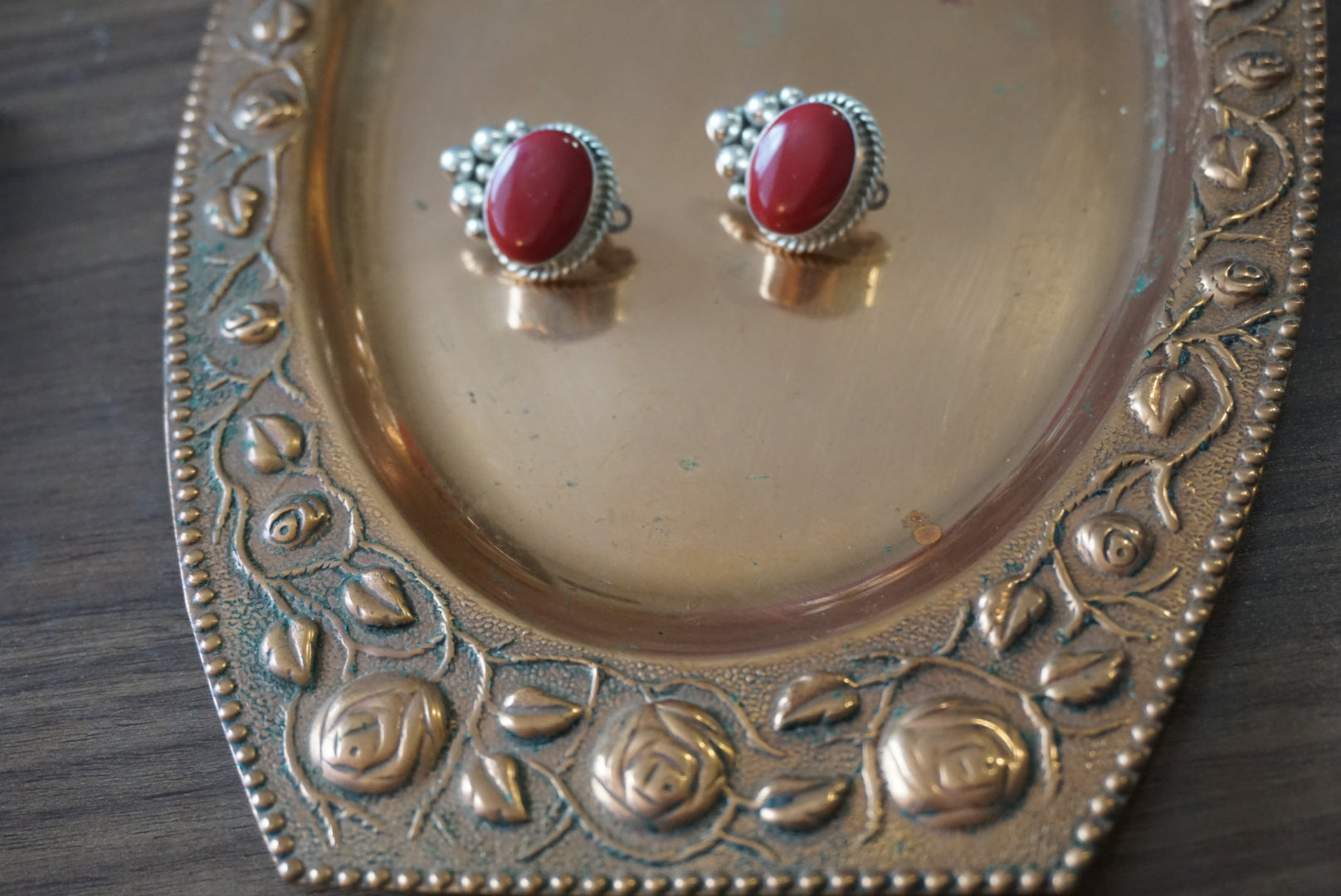 Vintage Red Clip-On Earrings