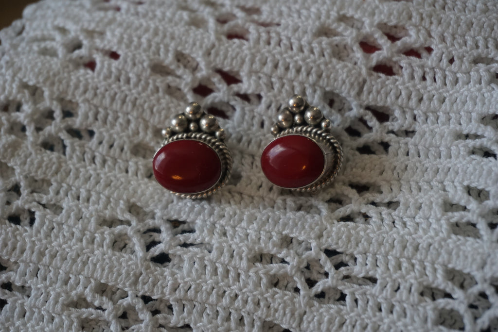 Vintage Red Clip-On Earrings