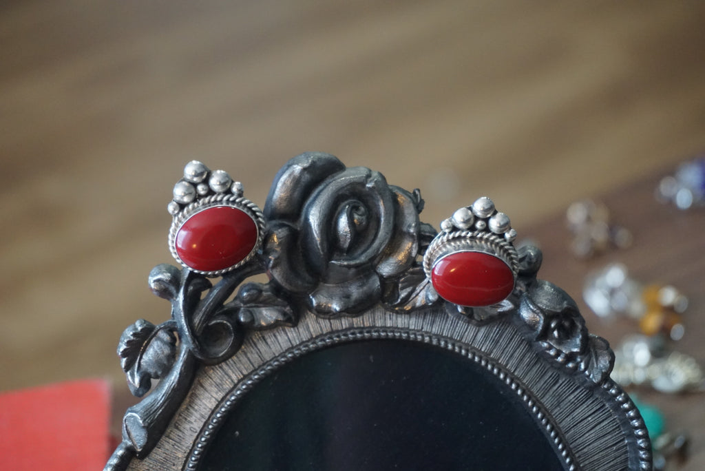 Vintage Red Clip-On Earrings