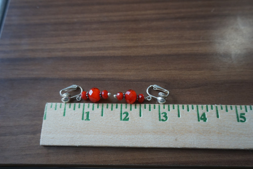 Red Bead Dangle Earrings