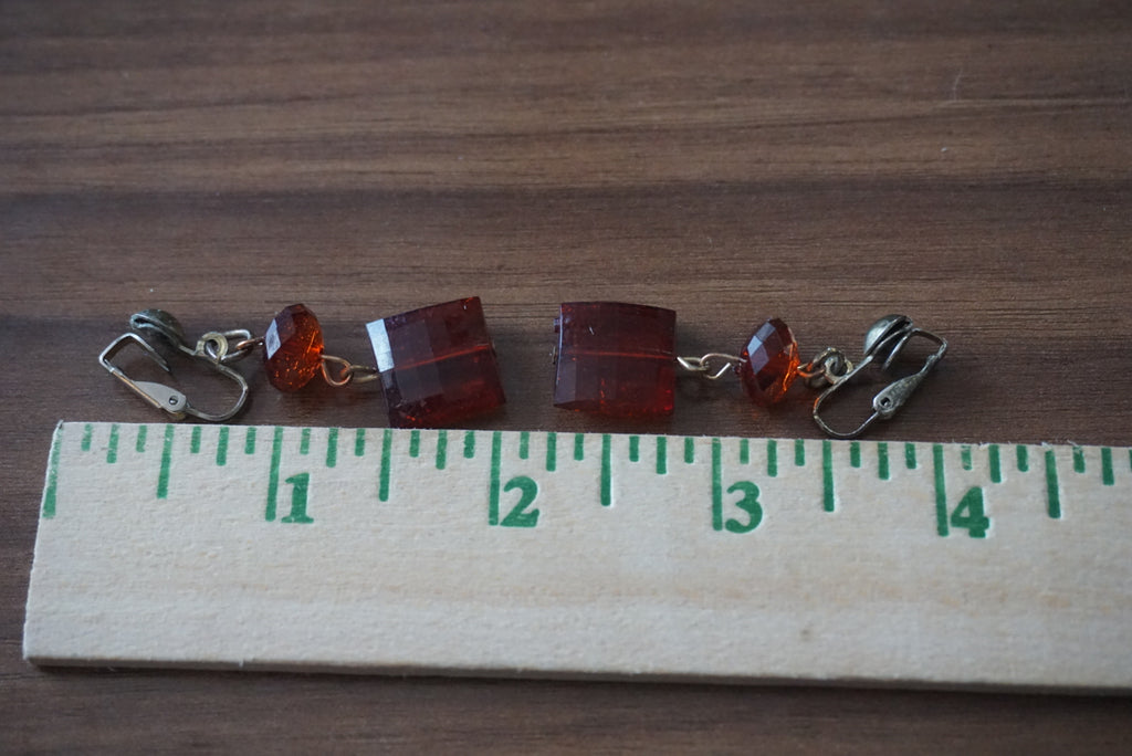 Vintage Amber Dangle Earrings