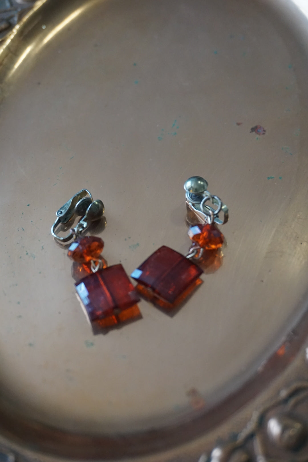 Vintage Amber Dangle Earrings