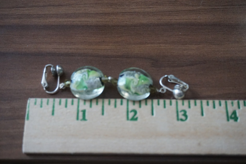 Artistic Green and Silver Earrings