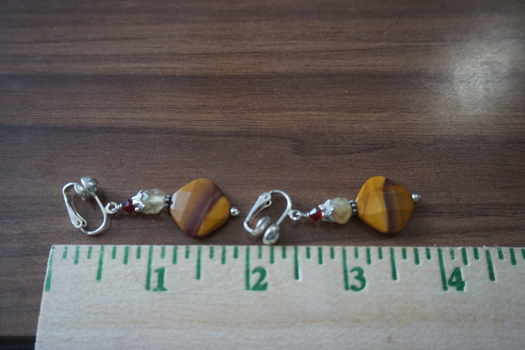 Colorful Tiger Eye and Silver Earrings