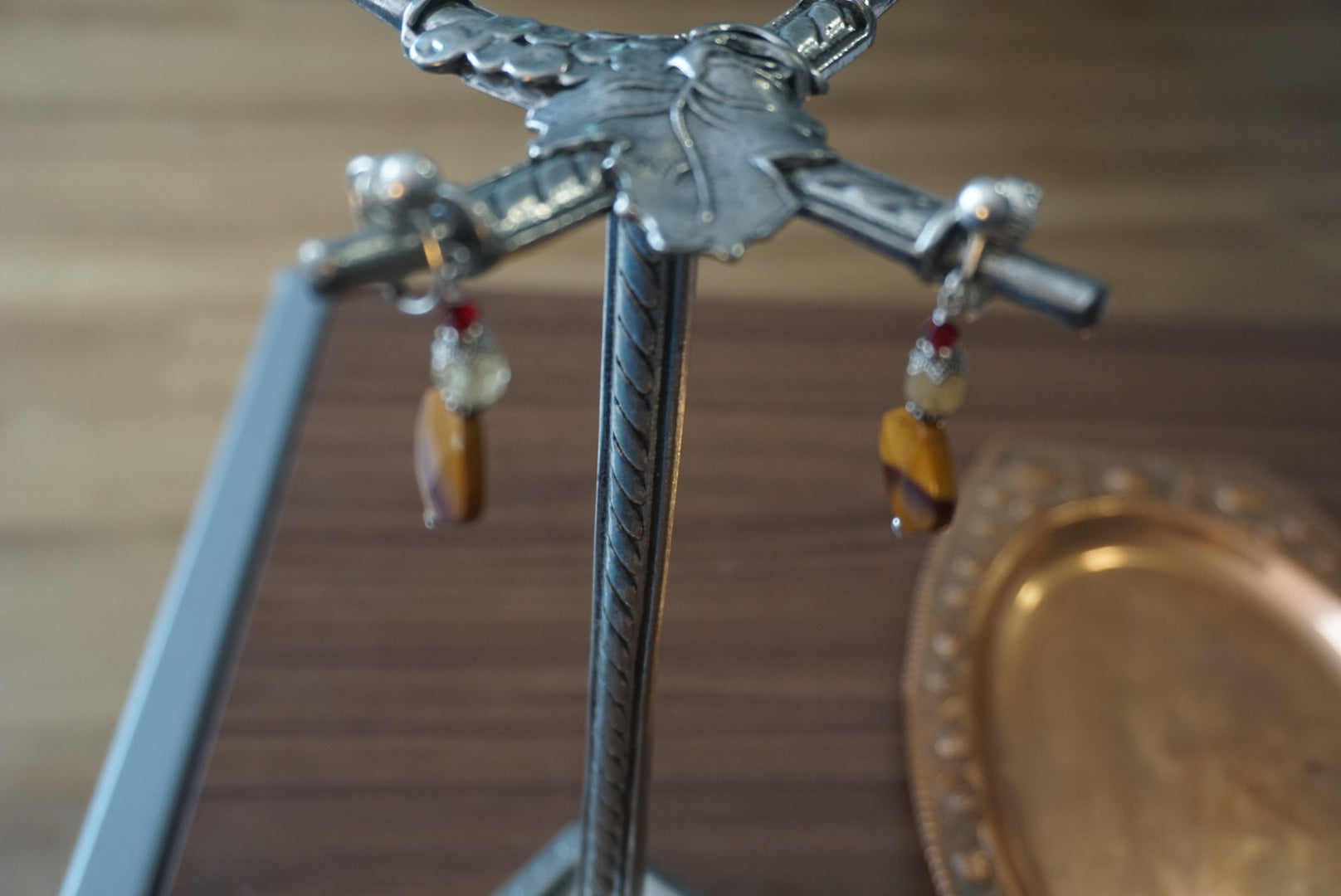 Colorful Tiger Eye and Silver Earrings