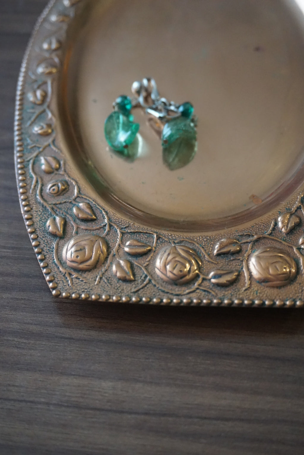 Teal Glass Leaf Earrings