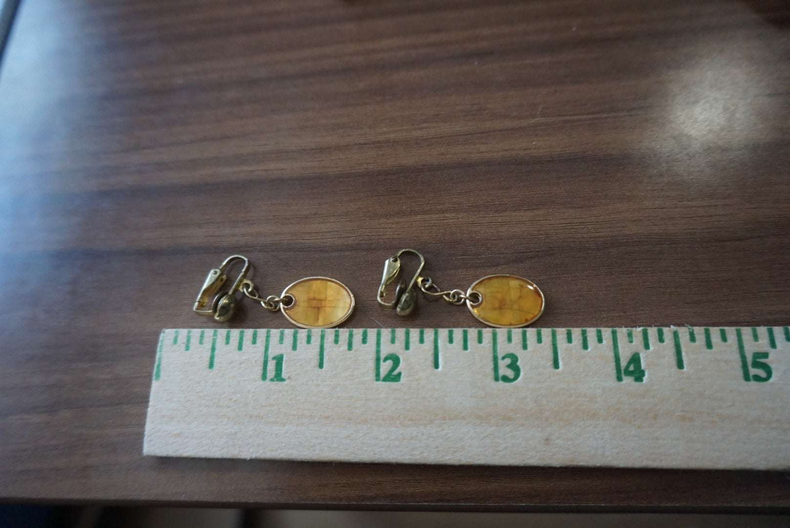 Gold Earrings with Amber Accents