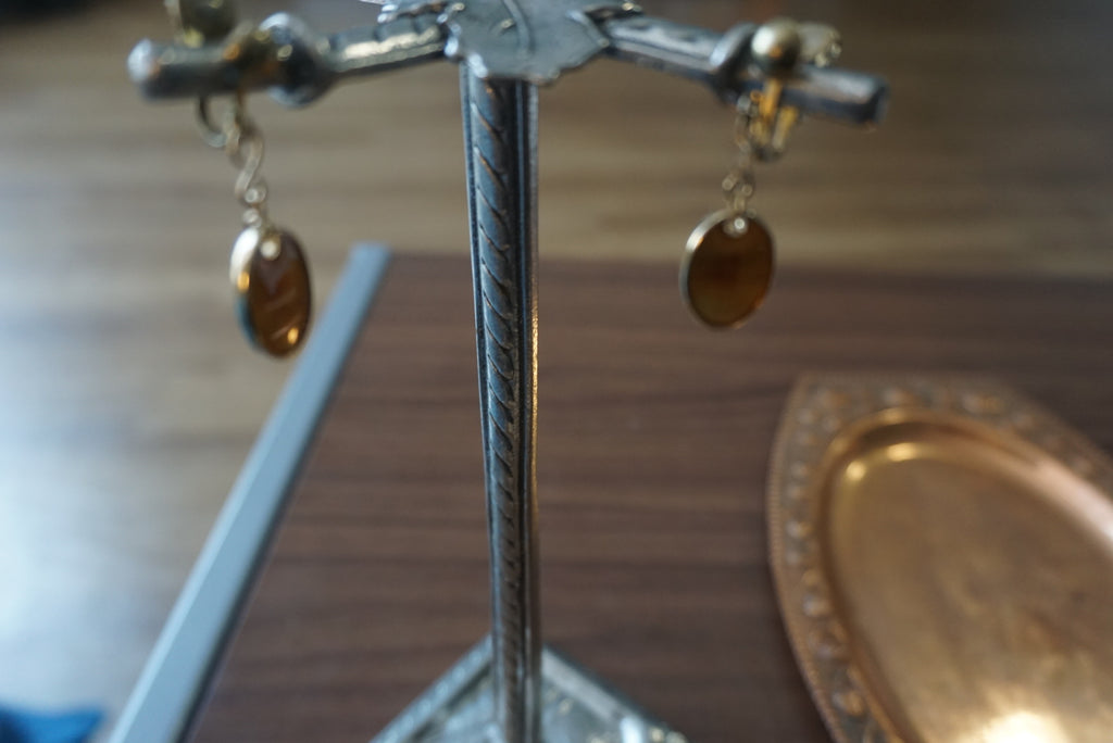 Gold Earrings with Amber Accents