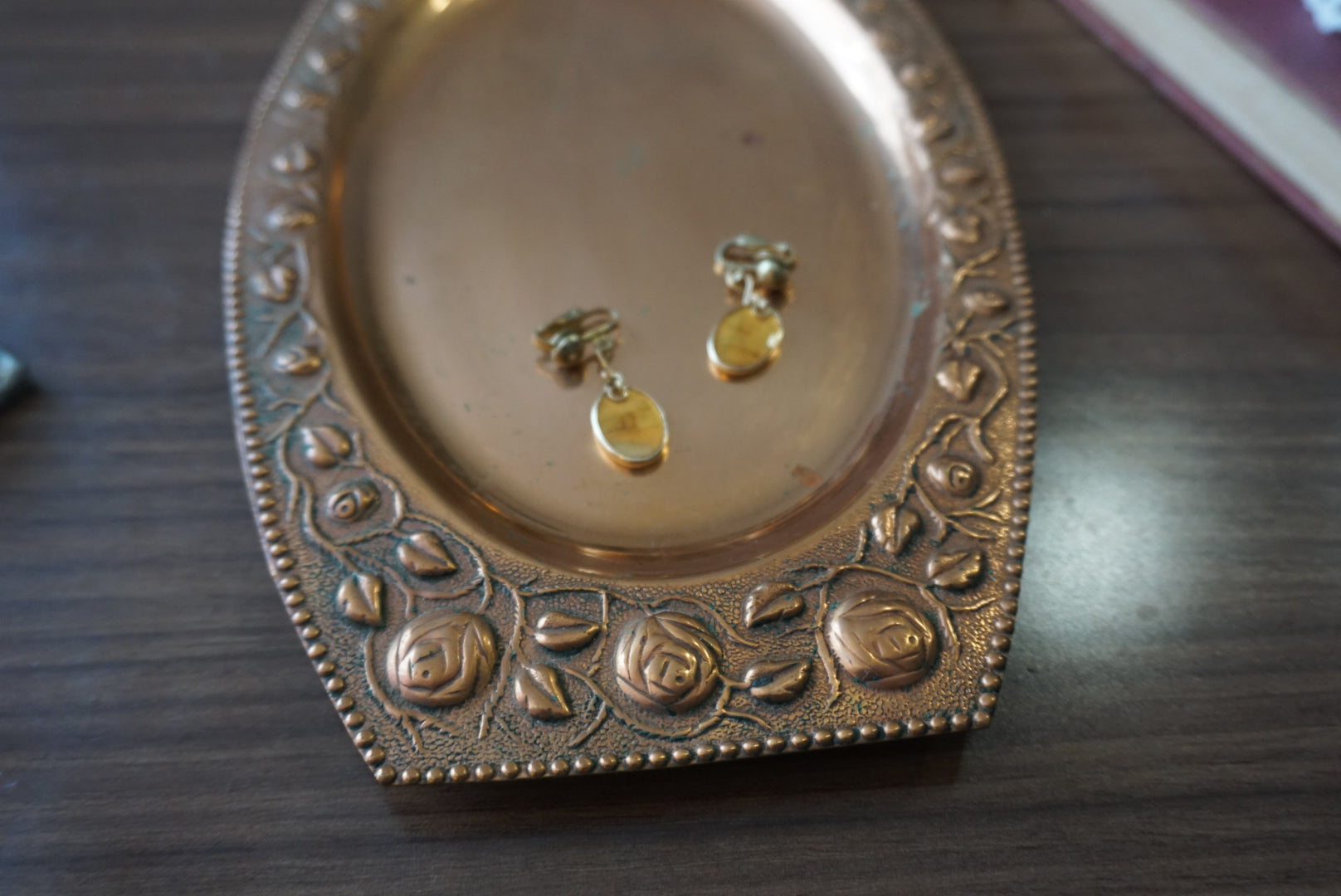 Gold Earrings with Amber Accents