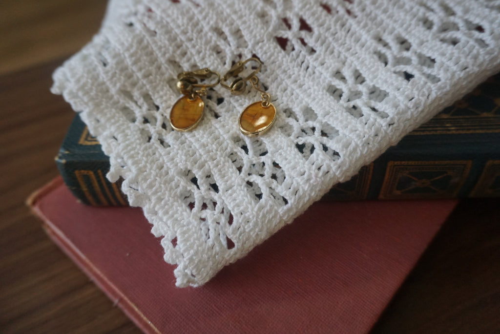 Gold Earrings with Amber Accents