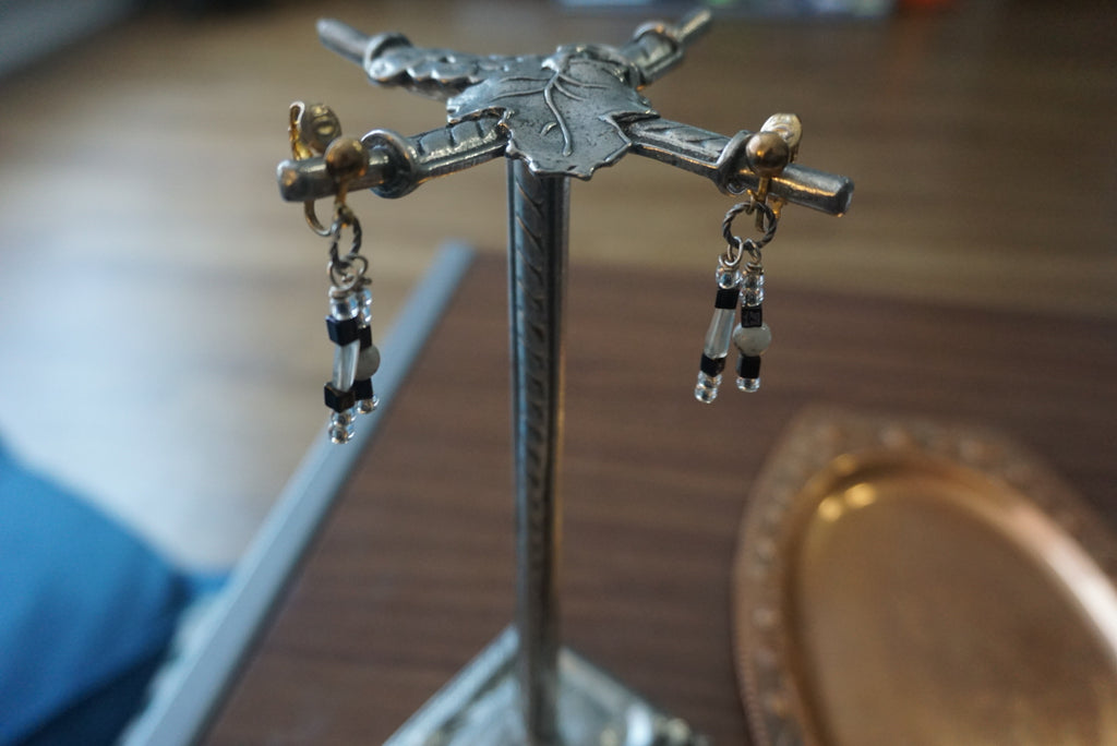 Beaded Dangle Earrings with Gold Hooks