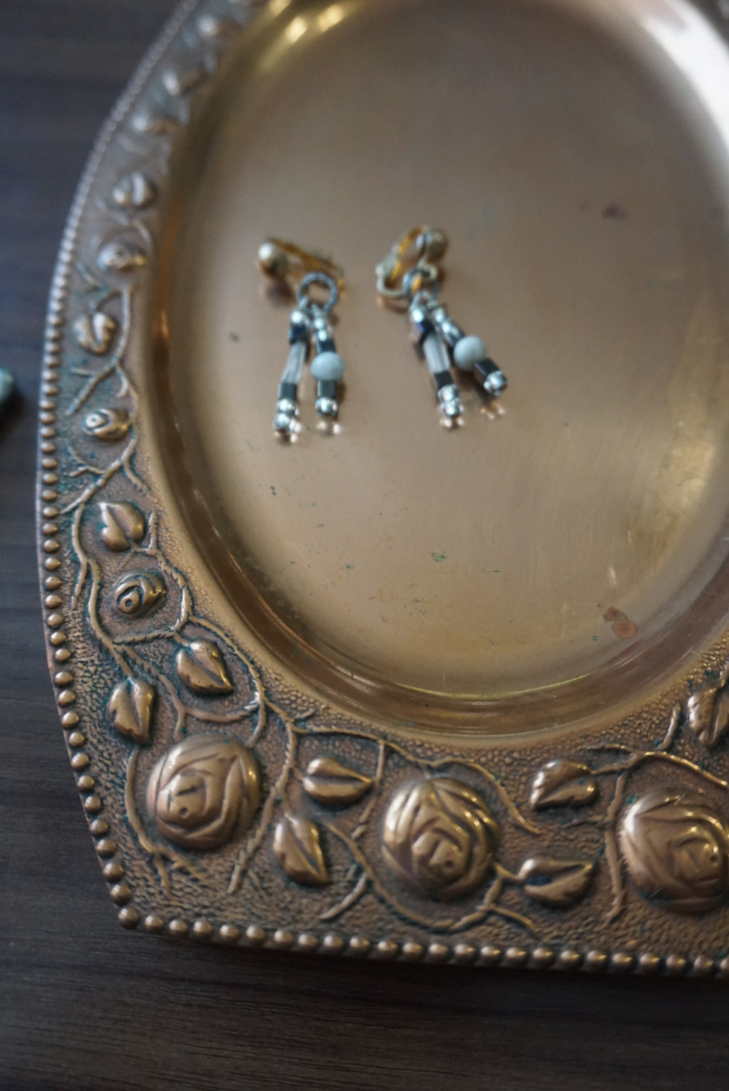 Beaded Dangle Earrings with Gold Hooks