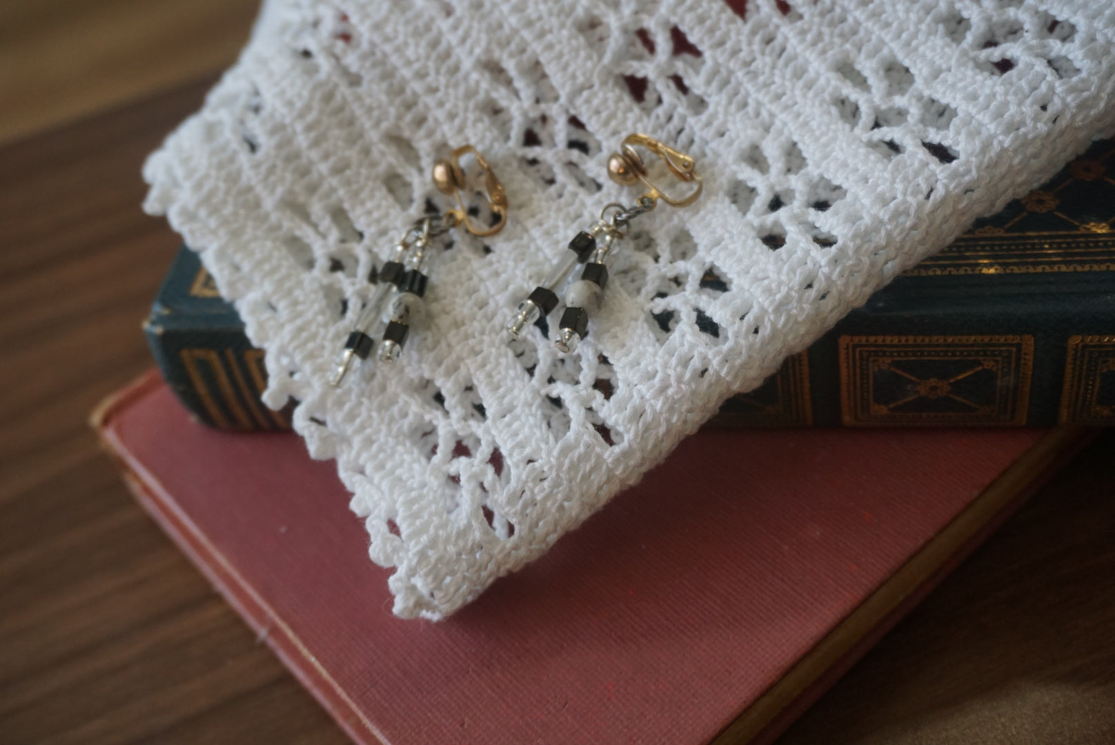 Beaded Dangle Earrings with Gold Hooks