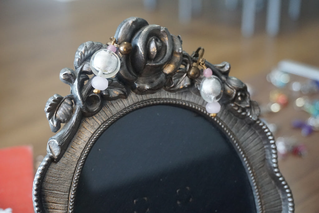 Vintage Clip-On Earrings with Glass Beads