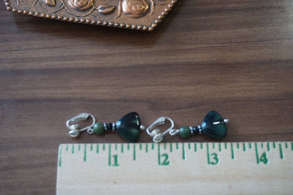 Green Gemstone Drop Earrings