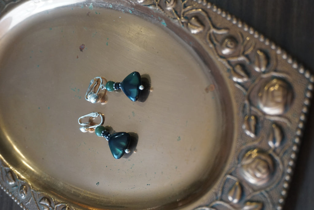 Green Gemstone Drop Earrings