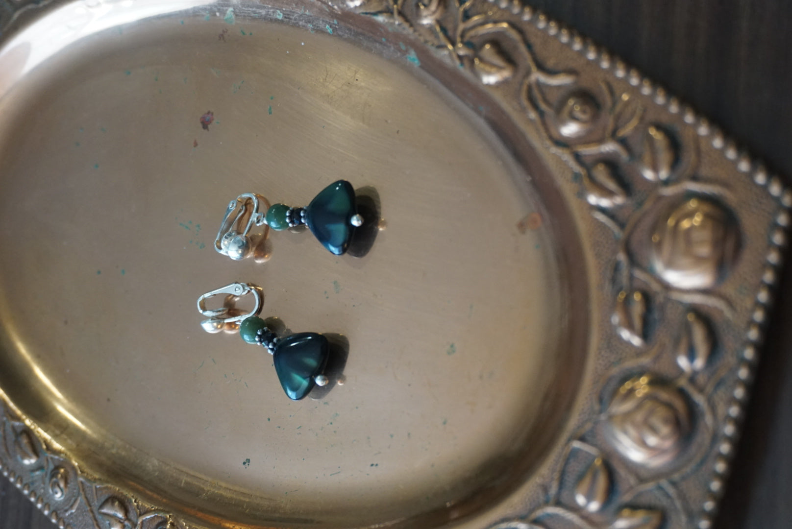 Green Gemstone Drop Earrings