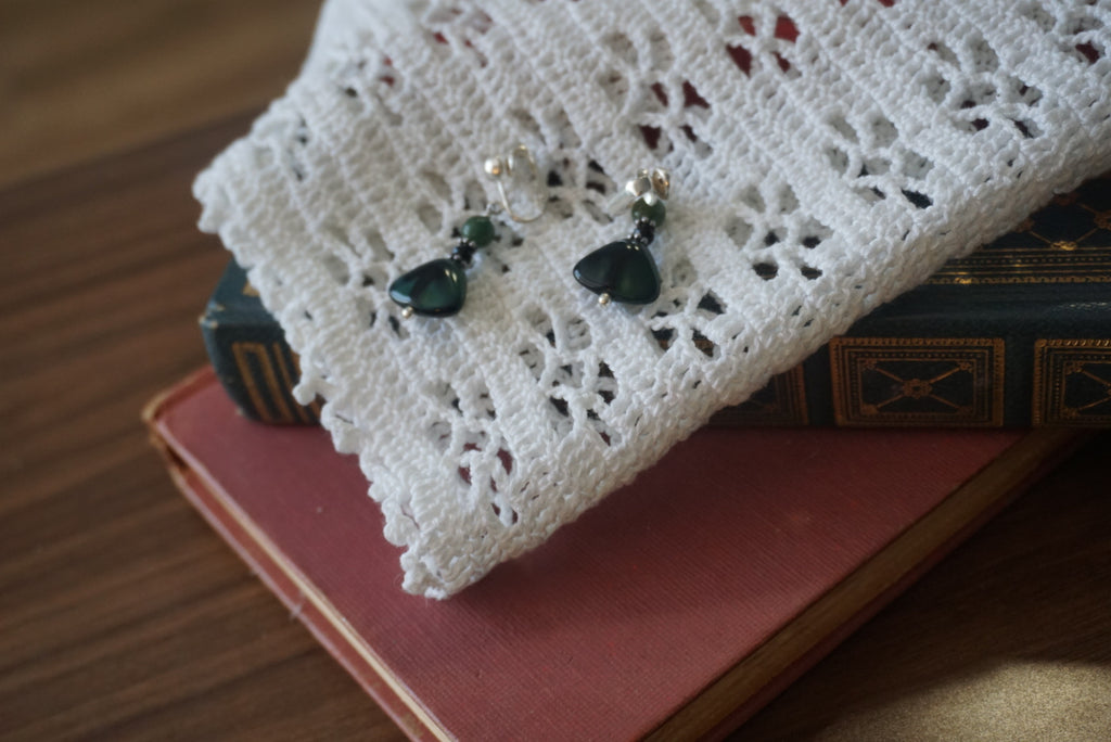 Green Gemstone Drop Earrings