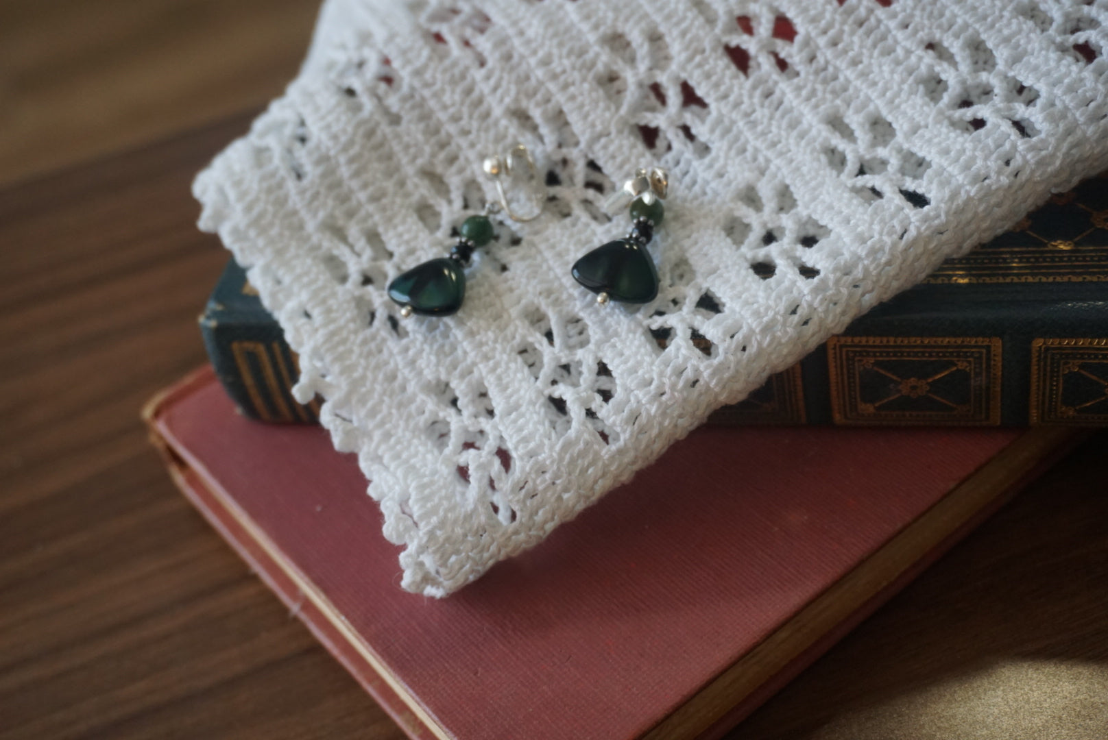 Green Gemstone Drop Earrings