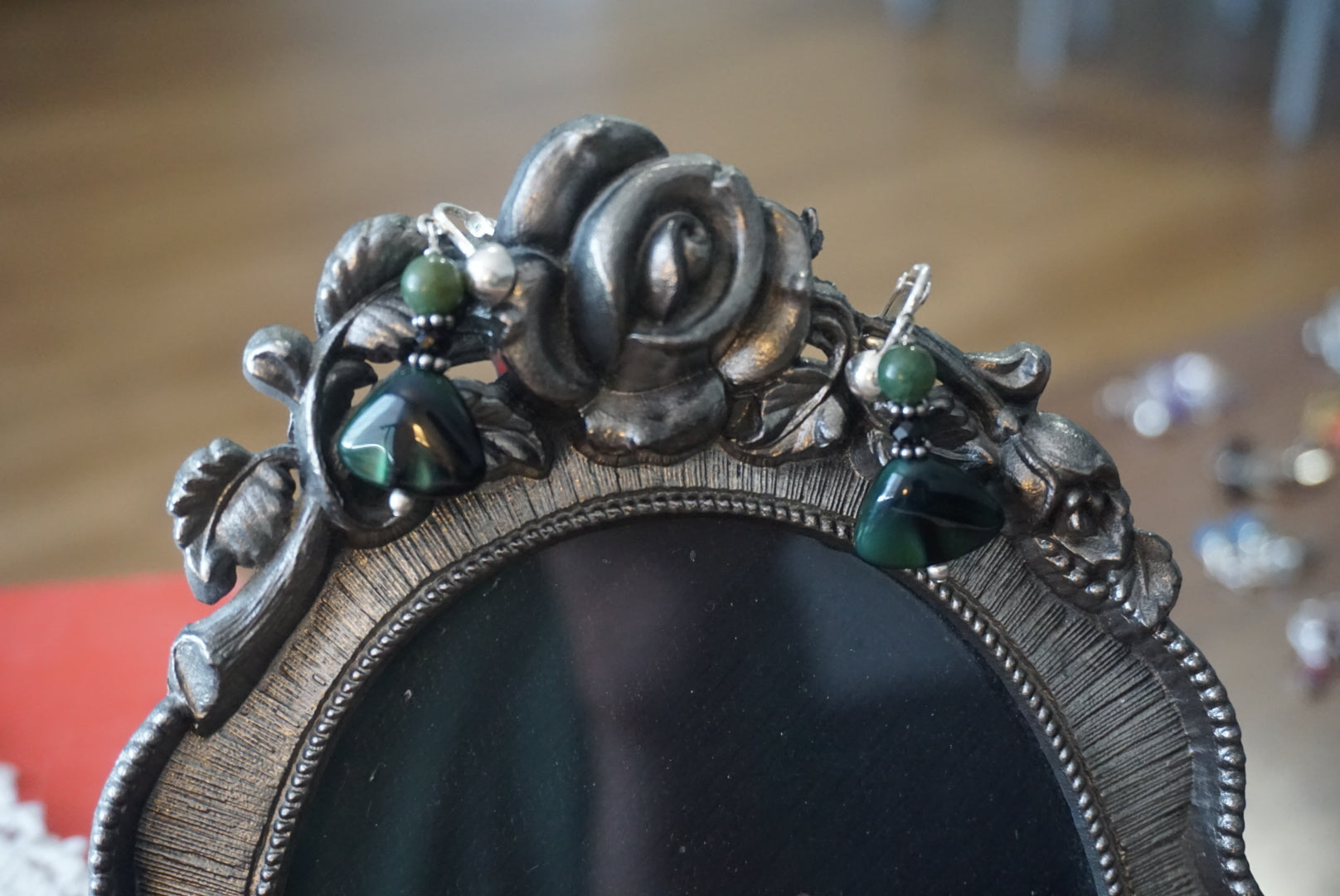 Green Gemstone Drop Earrings