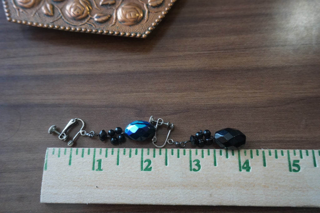 Vintage Black Beaded Earrings
