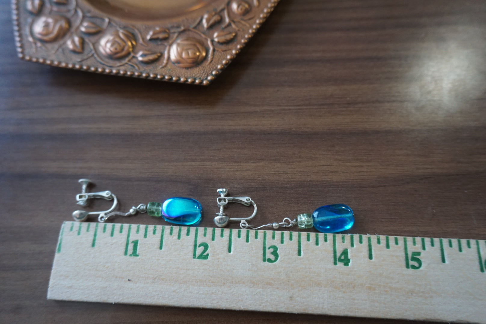 Blue Glass Beaded Earrings