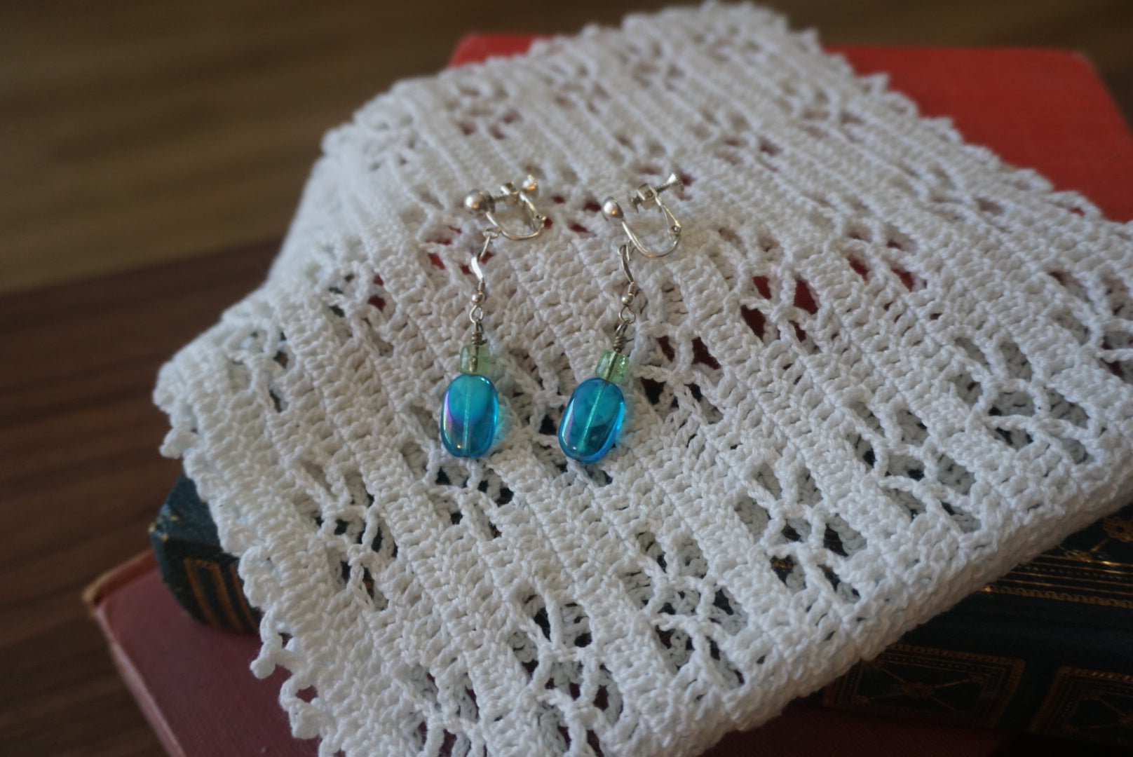 Blue Glass Beaded Earrings