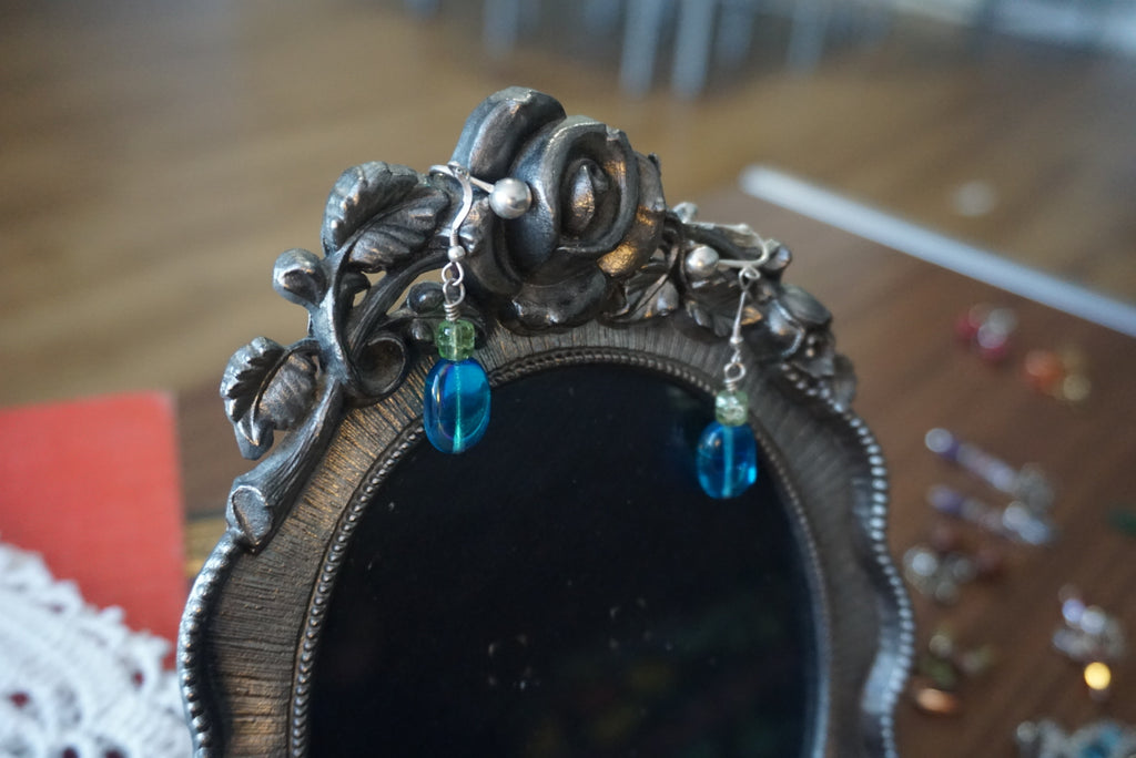 Blue Glass Beaded Earrings