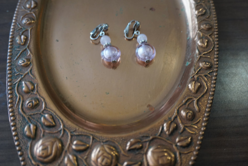 Pink Glass Bead Drop Earrings