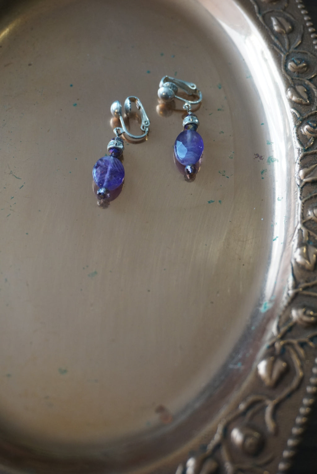 Purple Beaded Earrings