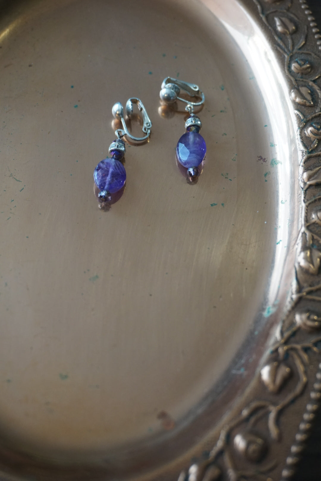 Purple Beaded Earrings