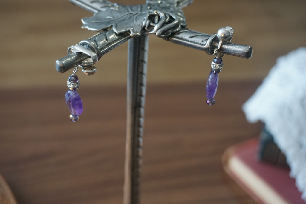Purple Beaded Earrings