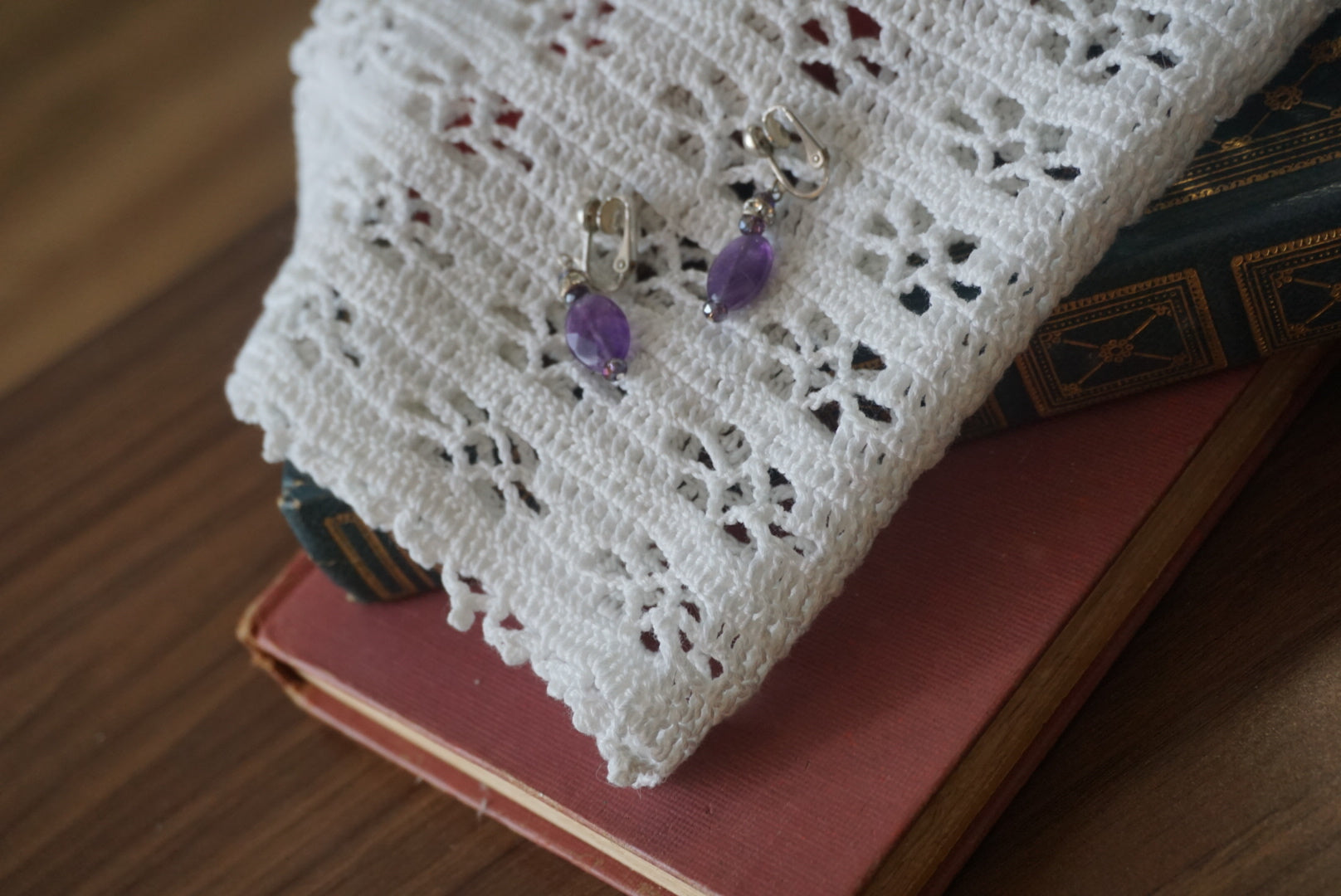 Purple Beaded Earrings
