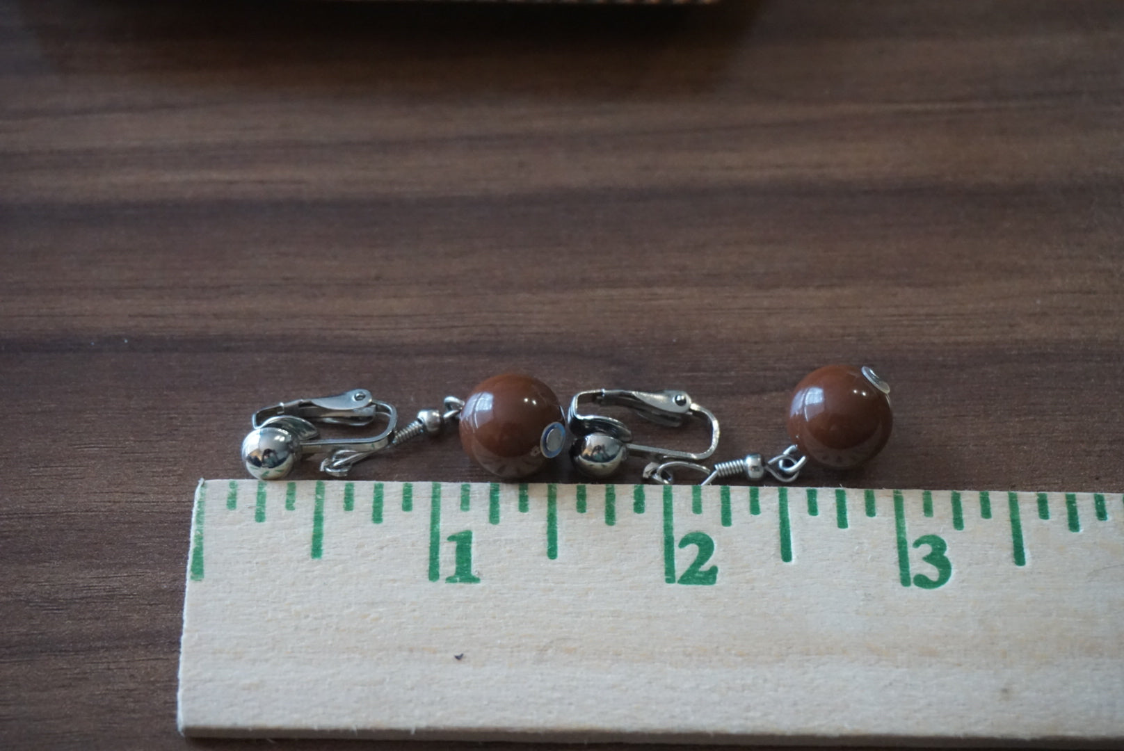 Vintage Clip-On Earrings with Red Beads