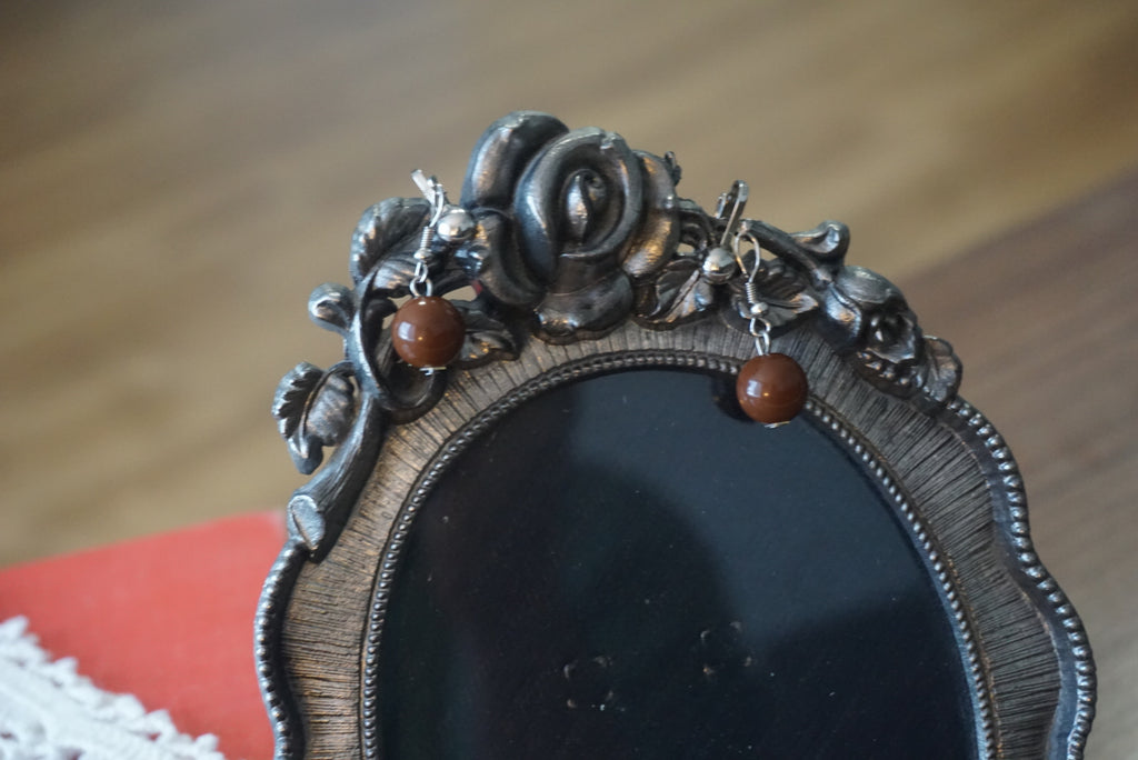 Vintage Clip-On Earrings with Red Beads