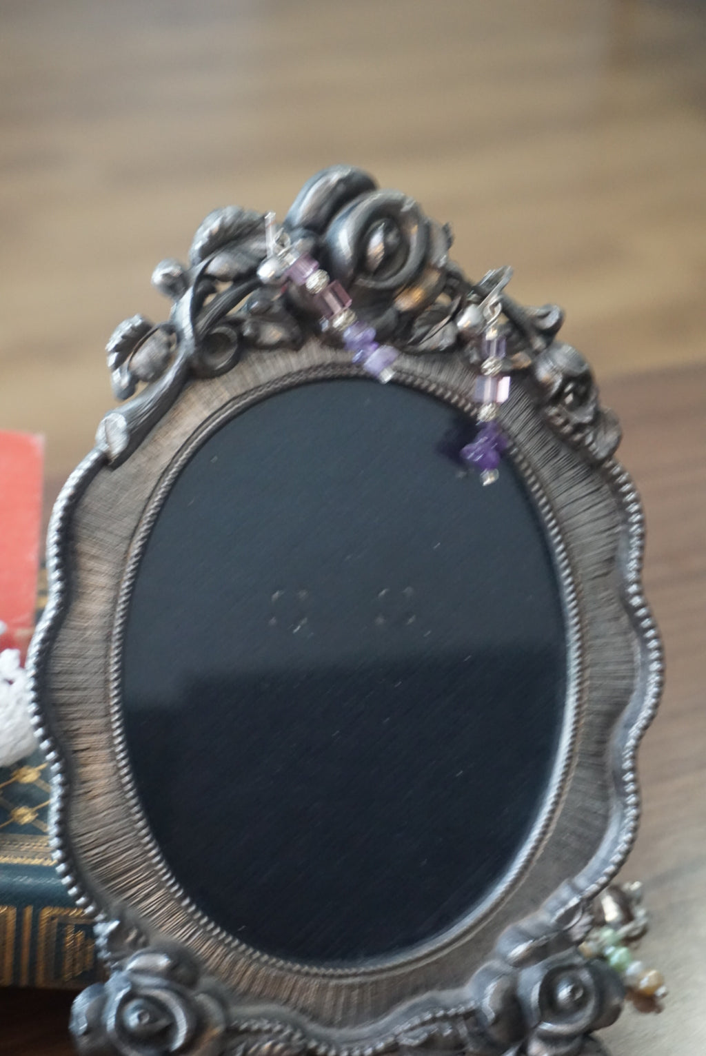 Purple Beaded Clip-On Earrings