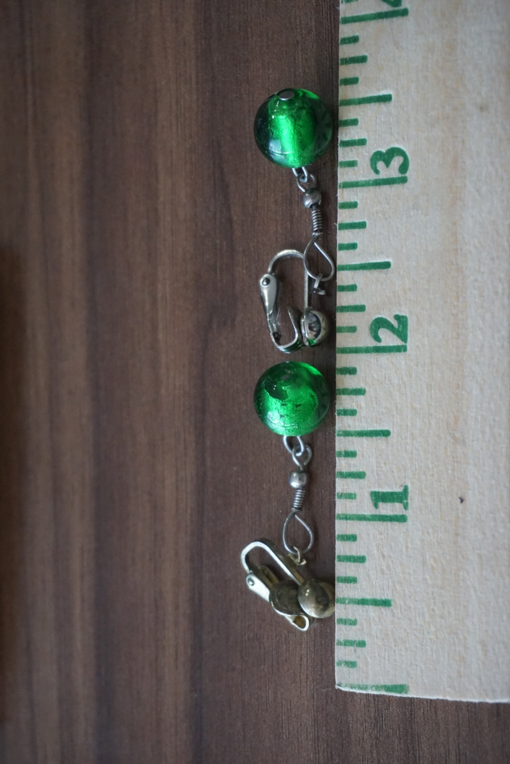Vintage Green Bead Clip-on Earrings