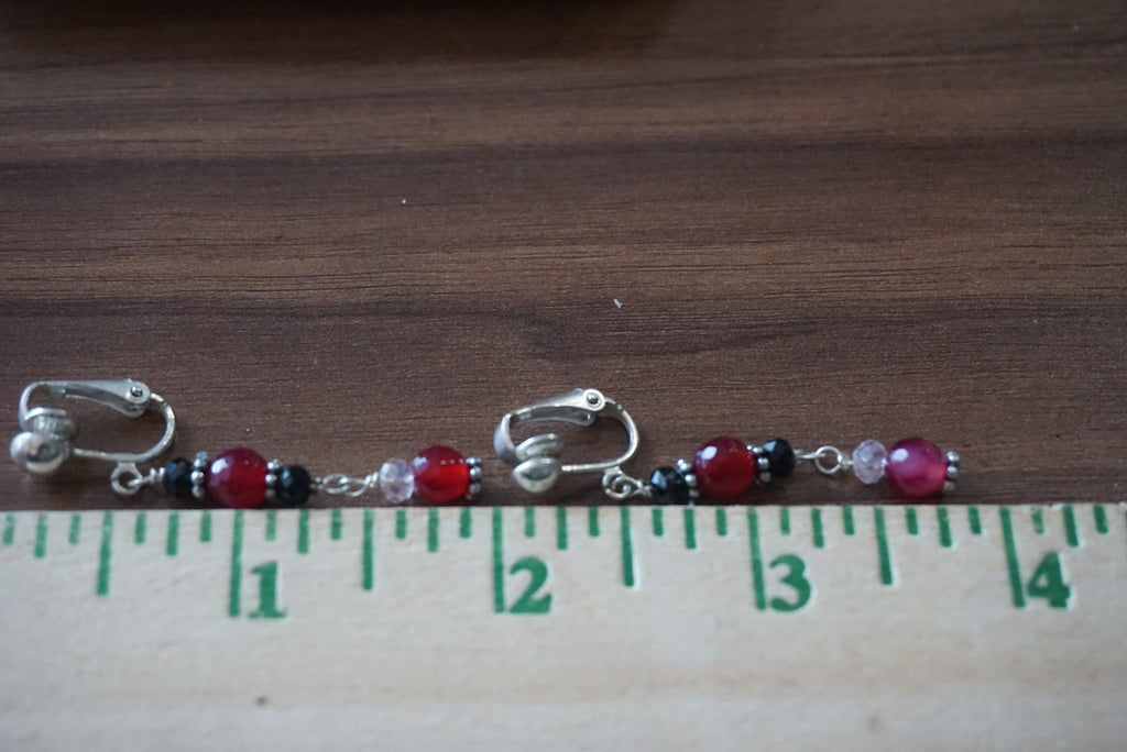 Beaded Drop Earrings with Silver Hooks