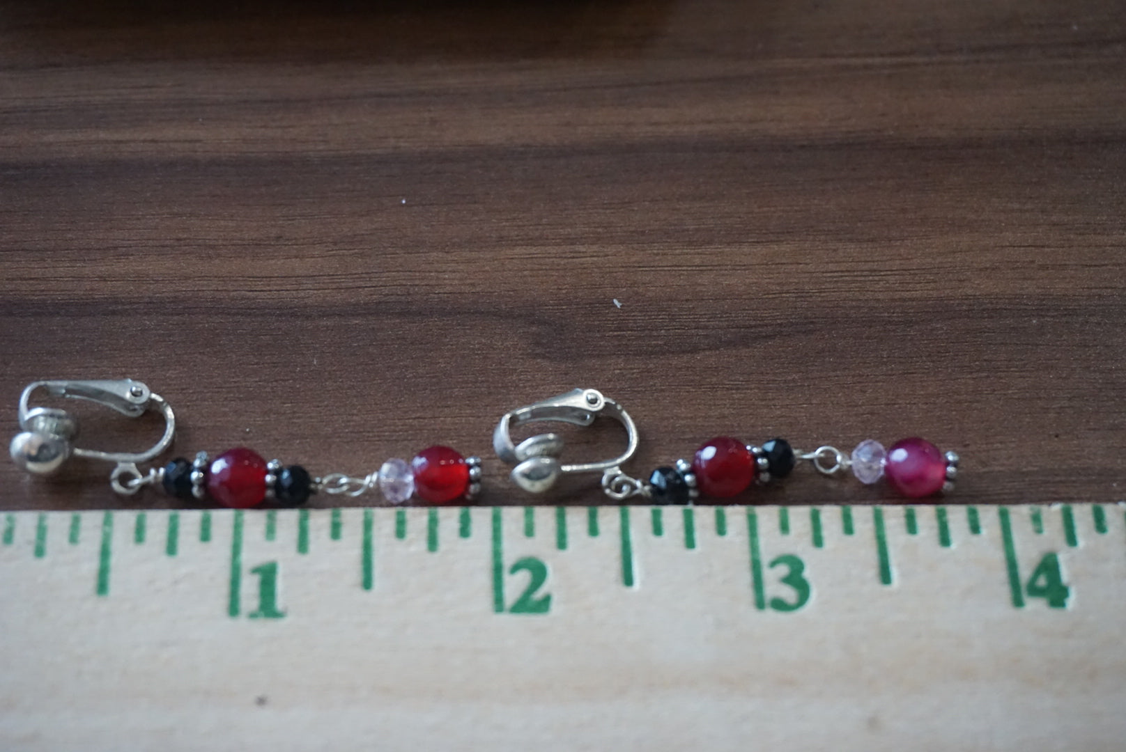 Beaded Drop Earrings with Silver Hooks