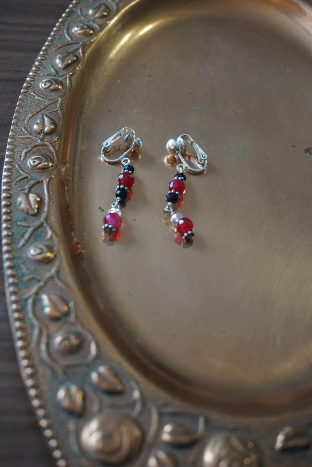 Beaded Drop Earrings with Silver Hooks