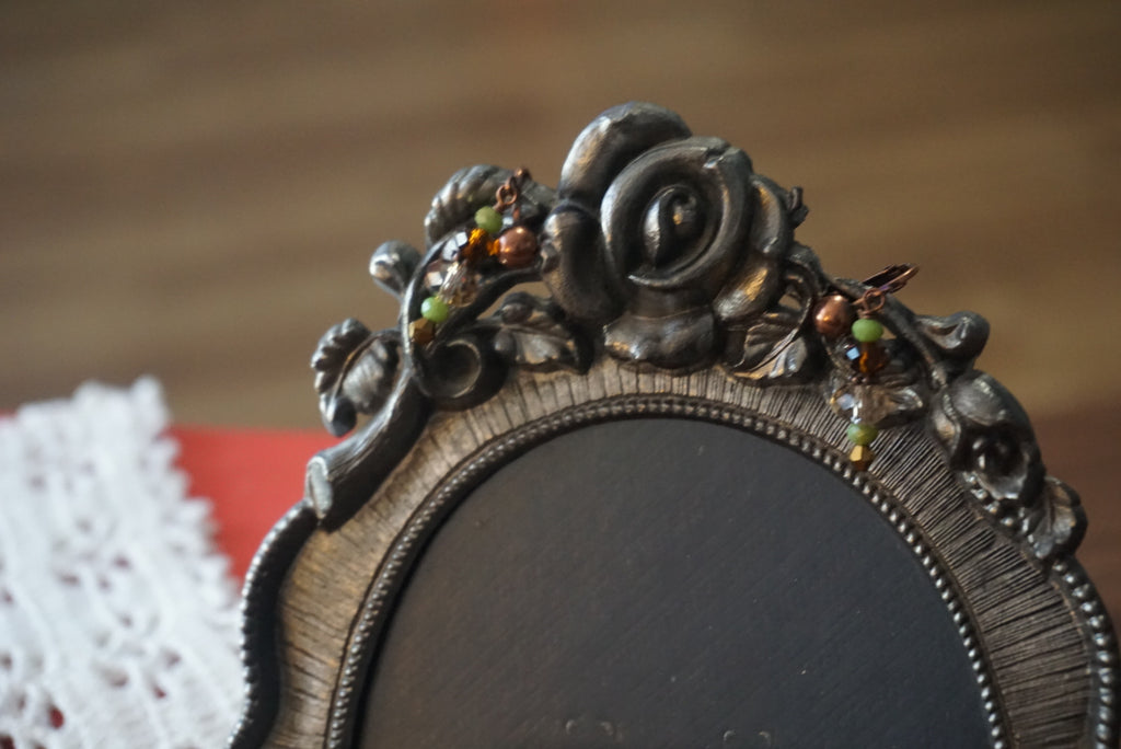 Vintage Green Beaded Clip-On Earrings