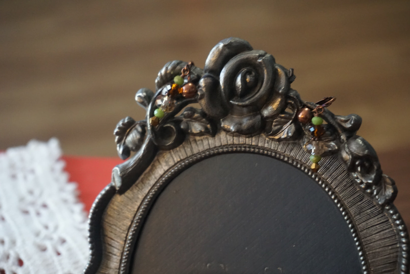 Vintage Green Beaded Clip-On Earrings