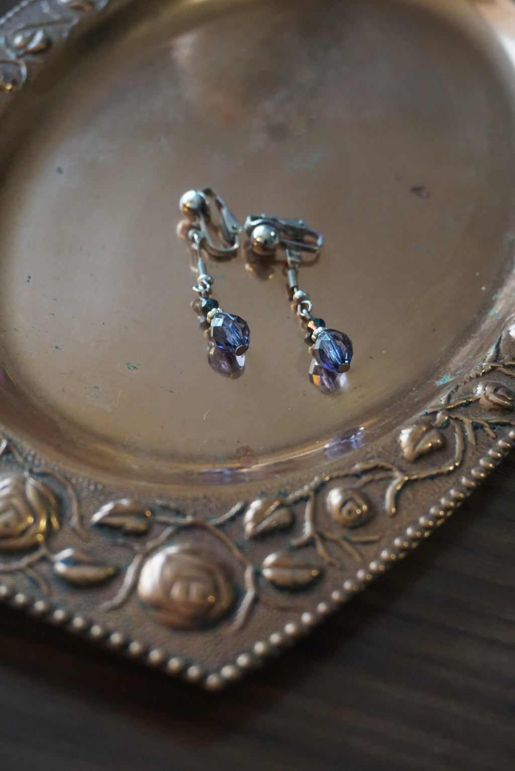 Elegant Purple Beaded Dangle Earrings
