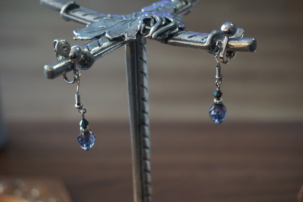 Elegant Purple Beaded Dangle Earrings