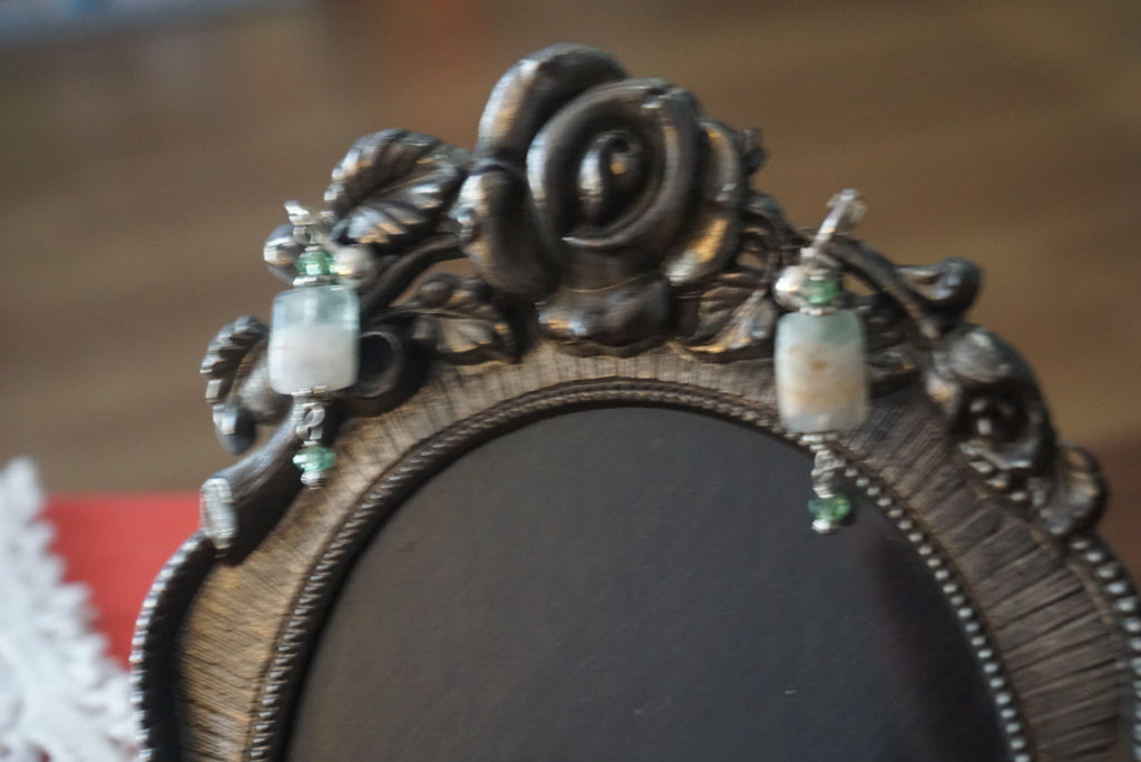 Handmade Earrings with Aquamarine and Green Beads
