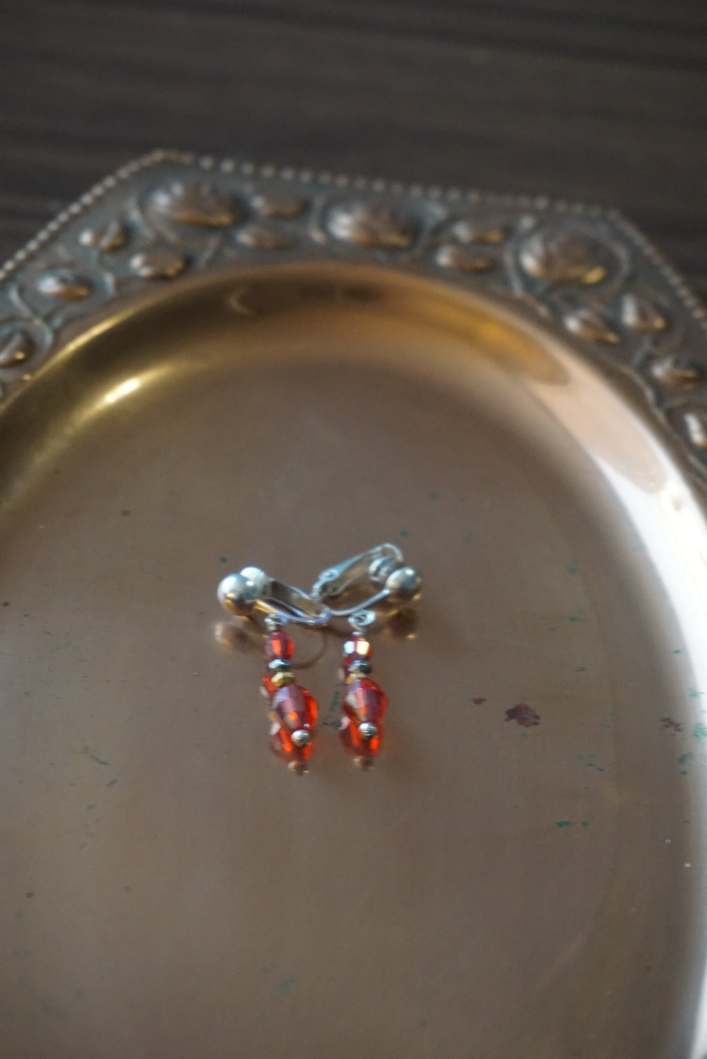 Red Beaded Dangle Earrings