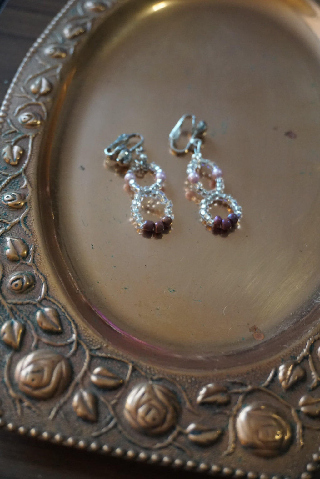 Beaded Dangle Earrings with Silver Accents